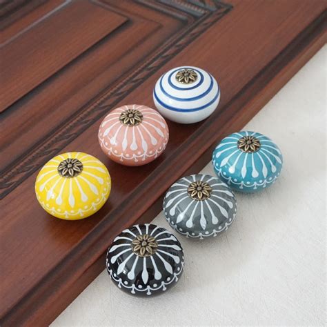 Decorative Cabinet Knobs - Assorted Blue Mandala Rare Hand Painted Indian Ceramic Knobs and Pulls for Kitchen Drawer Dresser (34) 9. . Decorative dresser knobs